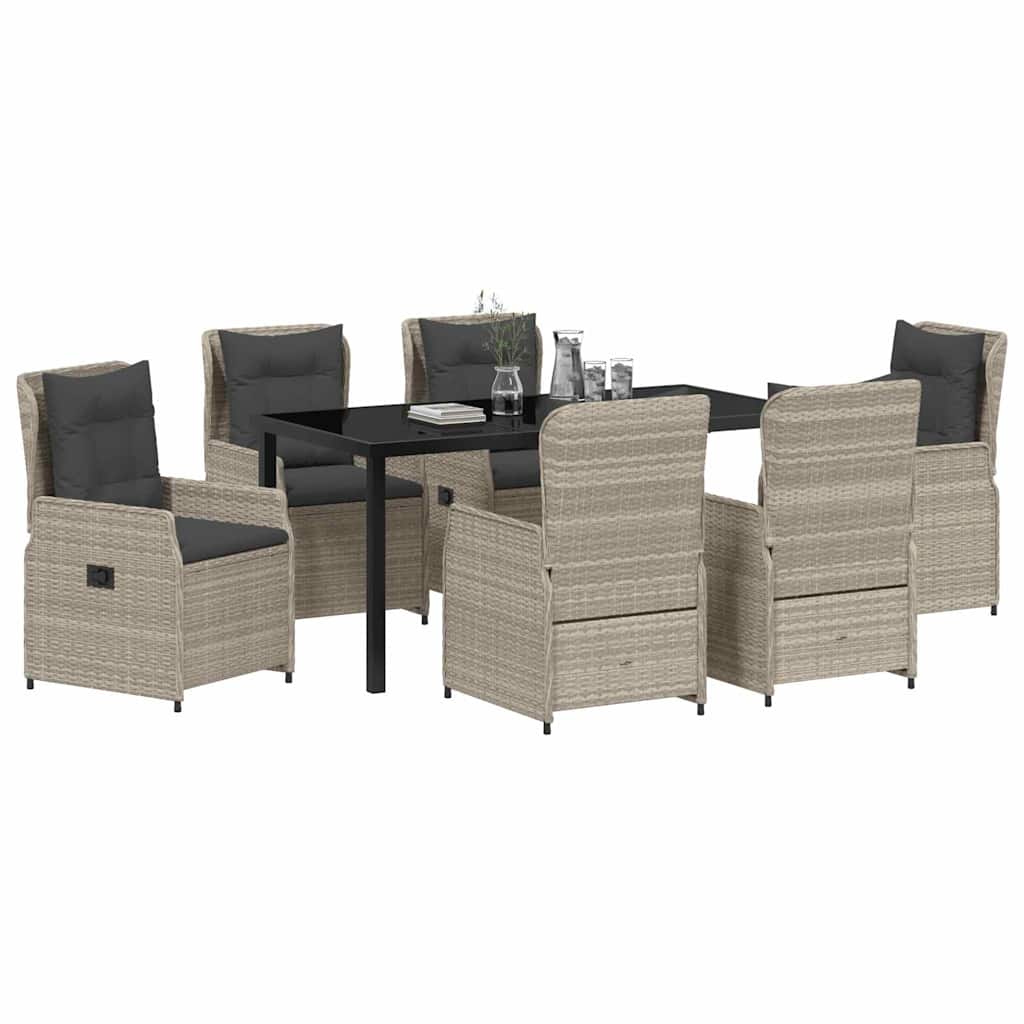 vidaXL 7-delige tuinset lichtgrijs poly rattan