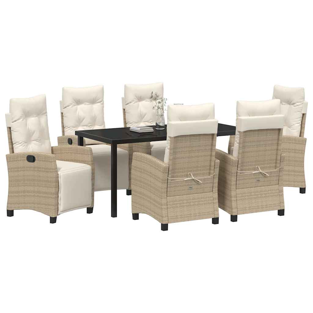 vidaXL 7-Delige Tuinset - Beige Poly Rattan