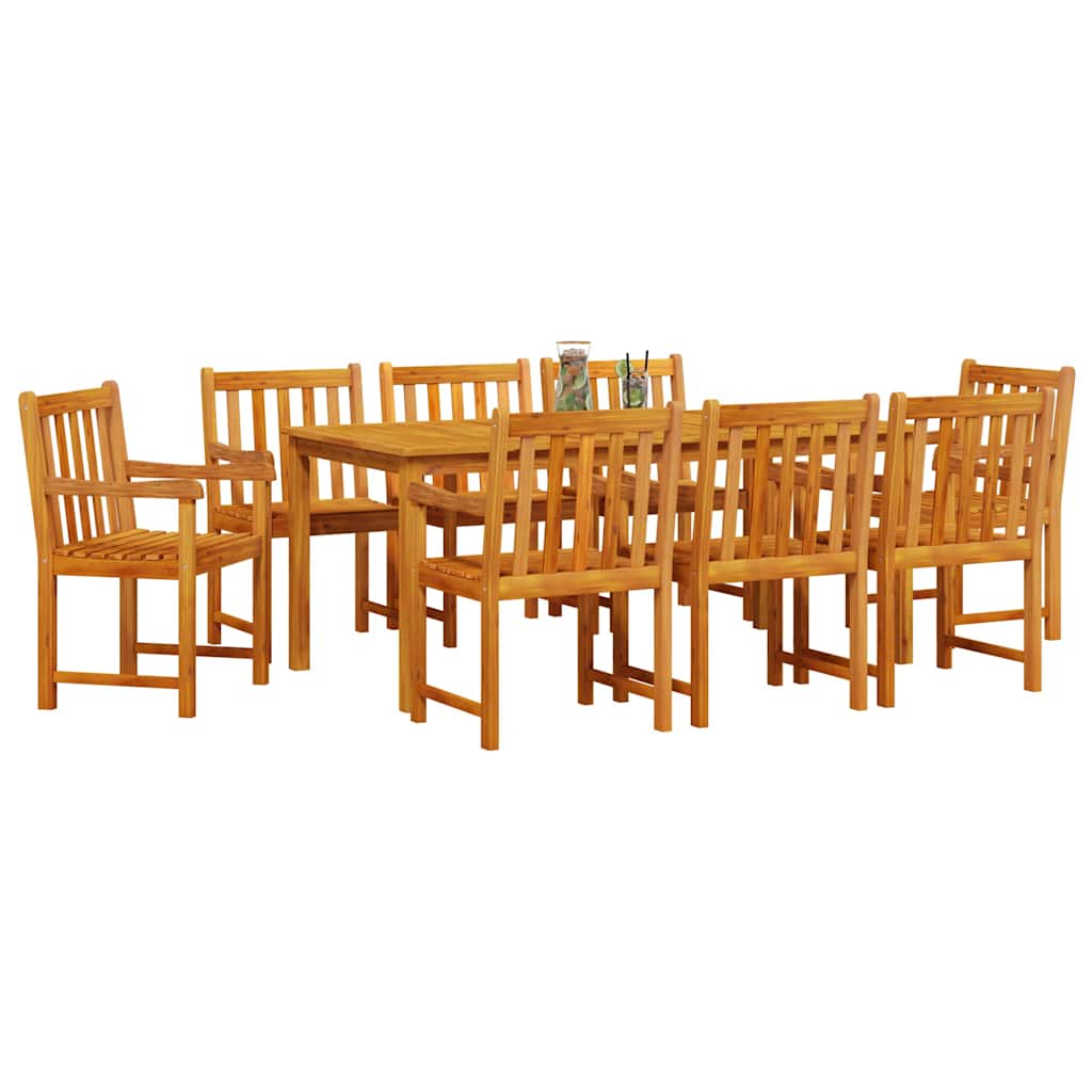 vidaXL Tuin Eetset 9 pcs Natuurlijk hout 180 x 90 x 75 cm