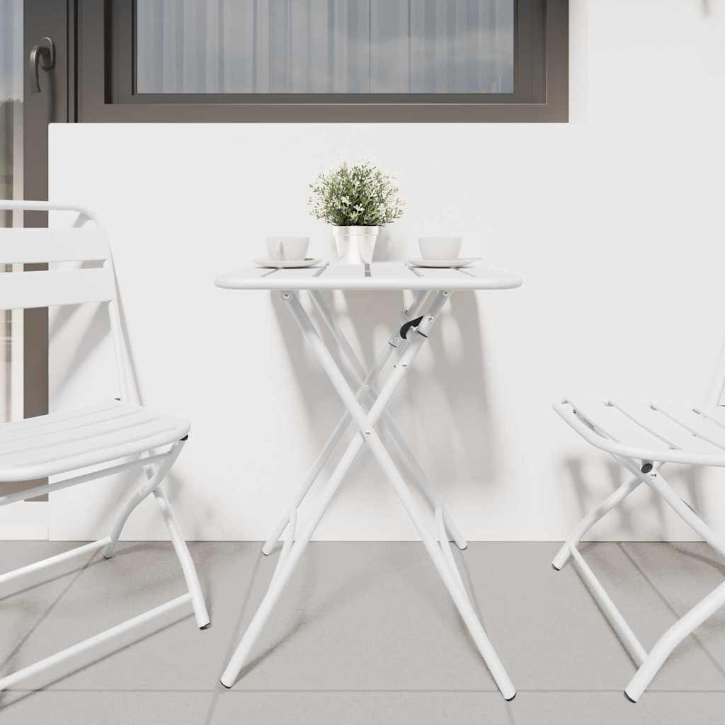 vidaXL Opvouwbare Tuin Tafel Wit 55 x 55 x 73 cm van Staal
