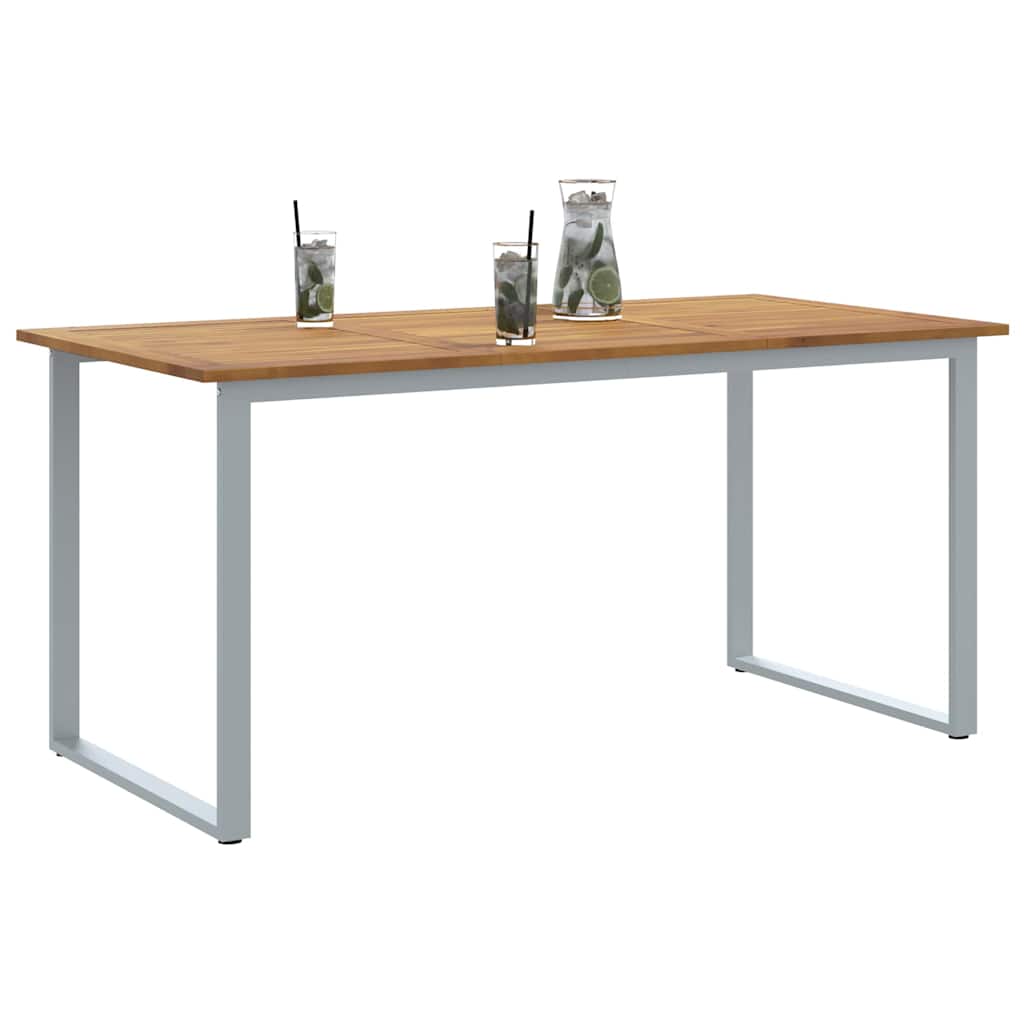 vidaXL Buiten Eettafel Grijs 160 x 80 x 75 cm van Staal en Massief Acacia Hout