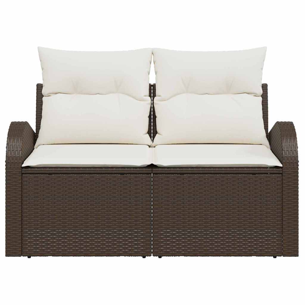 vidaXL 2-zits tuinsofa met kussens in bruin poly rattan