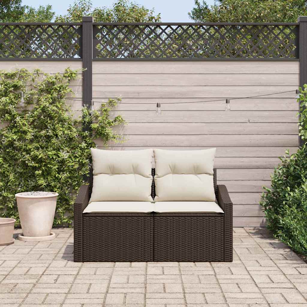 vidaXL 2-zits tuinbank met opbergruimte & kussens, bruin poly rattan