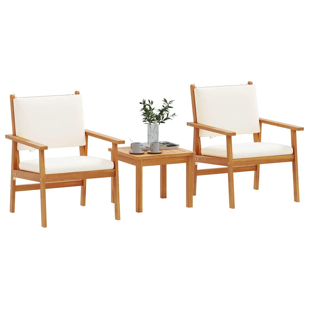 vidaXL 3-delige ligbedset met kussens van massief acaciahout