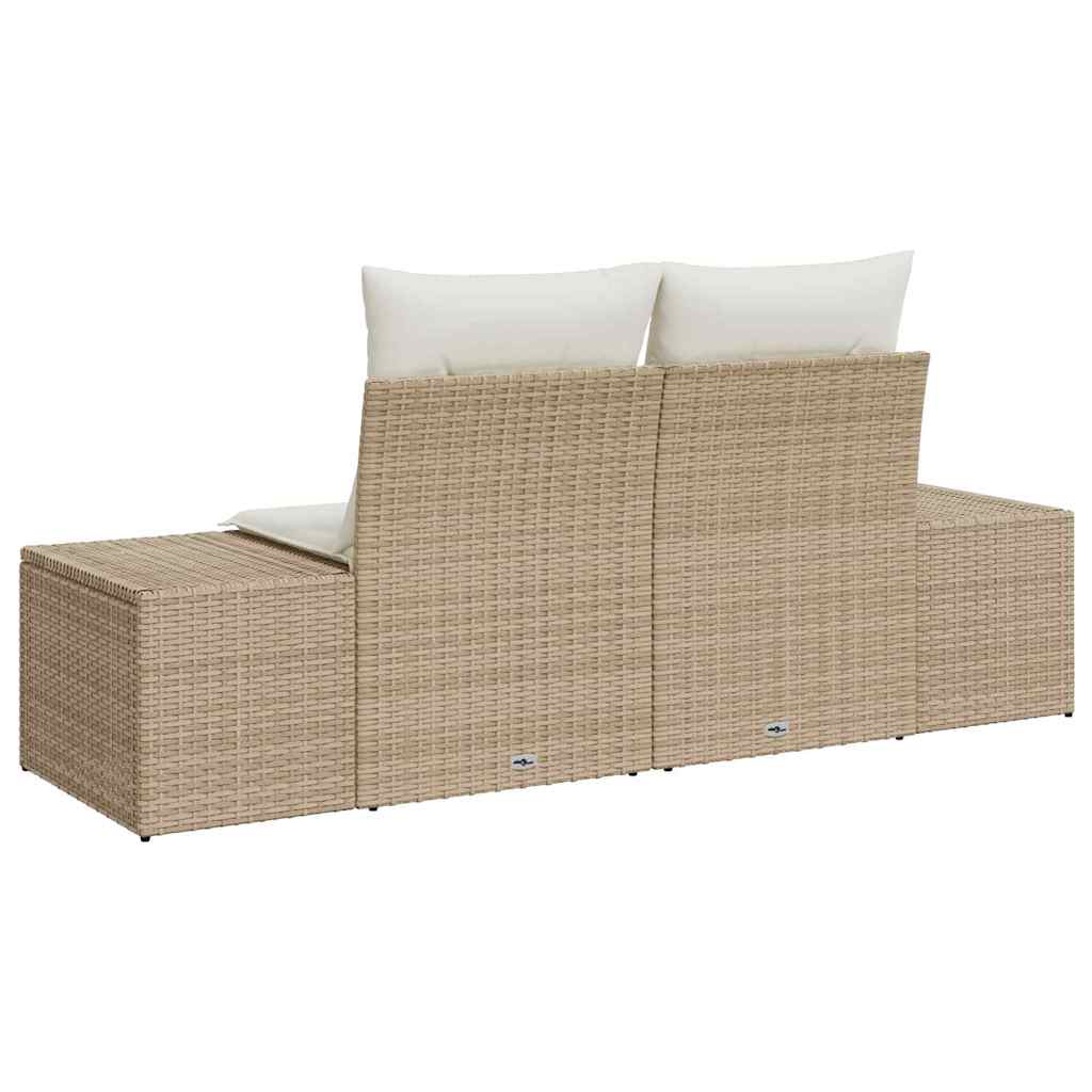 vidaXL 2-zits tuinsofa met opbergruimte en kussens in beige poly rattan