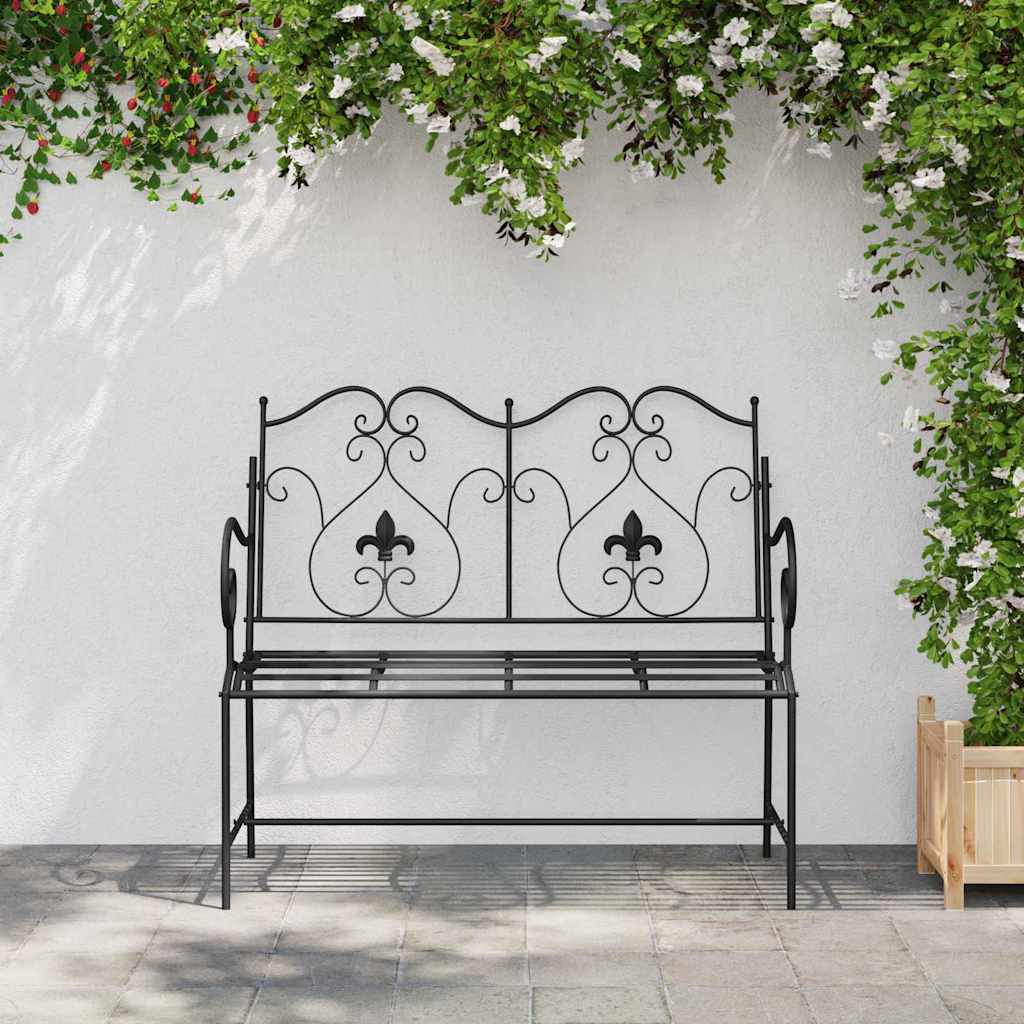 vidaXL Tuinbank met Lamelontwerp - Zwart - 104 cm - Staal