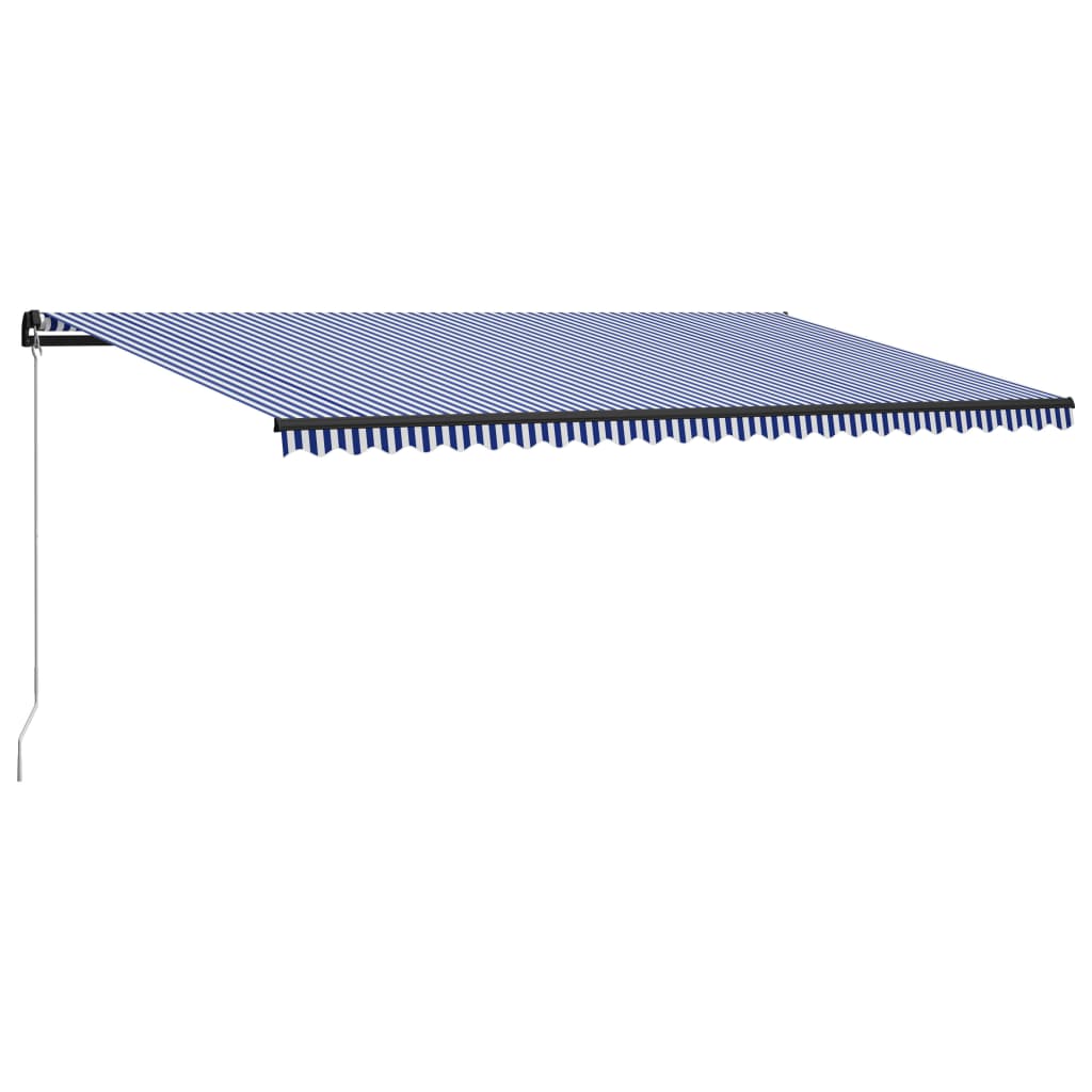 vidaXL Luifel handmatig uittrekbaar met LED 600x300 cm blauw en wit