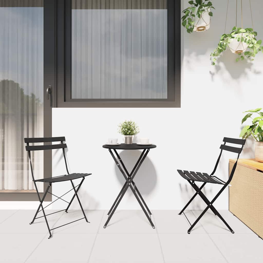 vidaXL Vouwbare Tuinstoelen - 2 stuks - Anthraciet Staal