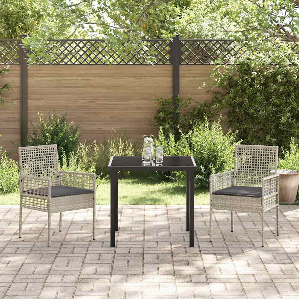 vidaXL Tuinstoelen 2 Stuks met Kussens in Lichtgrijs Poly Rattan