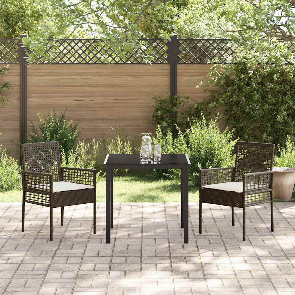 vidaXL Ligbedden Set van 2 met Kussens Bruin Poly Rattan