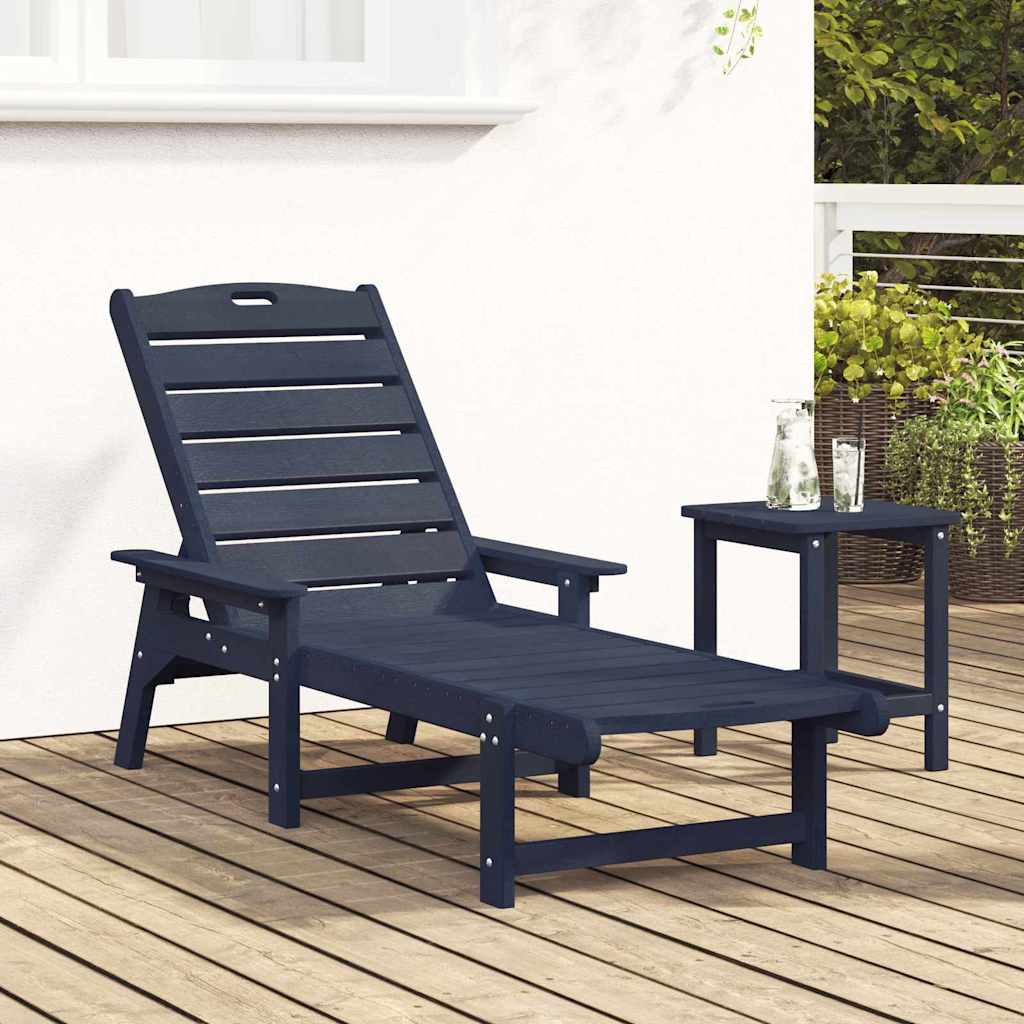 vidaXL Ligstoel Marineblauw 53x162x98,5 cm HDPE