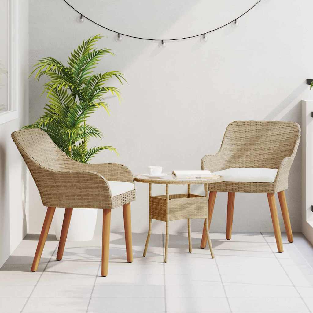 vidaXL Ligbedden met Kussens 2 Stuks Beige Poly Riet