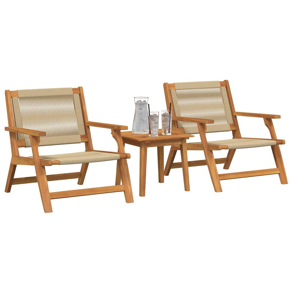 vidaXL Tuinmeubels Set met Tafel - 3 Stuks in Beige van Stevig Acaciahout
