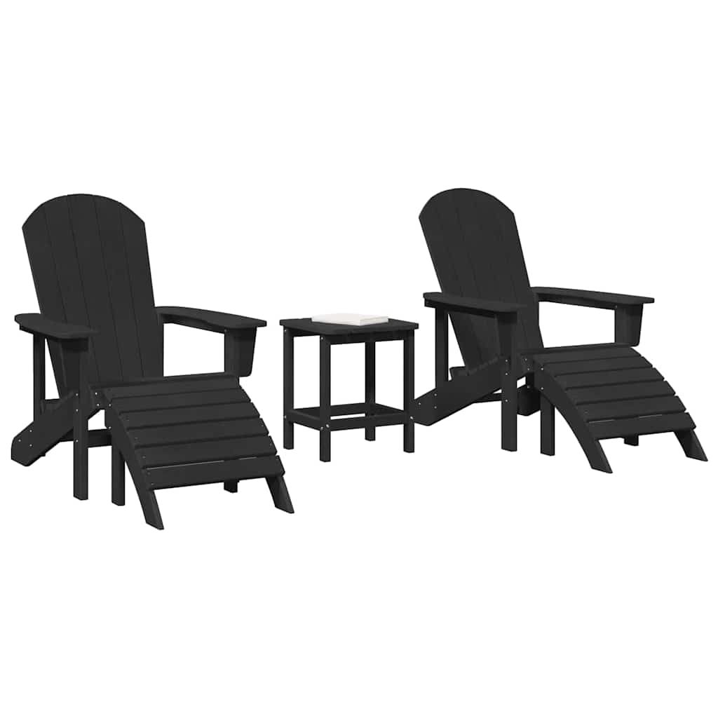 vidaXL 3-delige tuinlounge set zwart HDPE