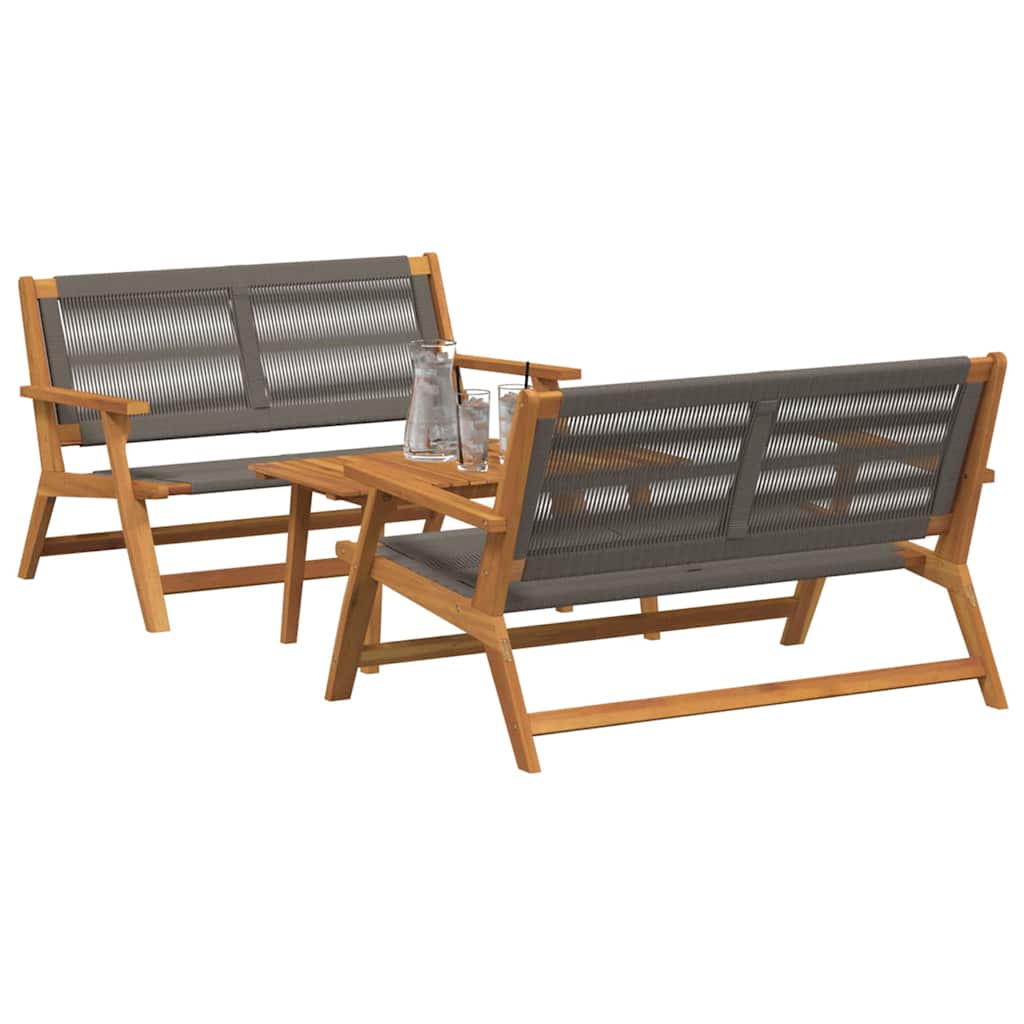 vidaXL Tuinstoelen met Tafel Set van 3 Stuks Grijs Massief Acaciahout