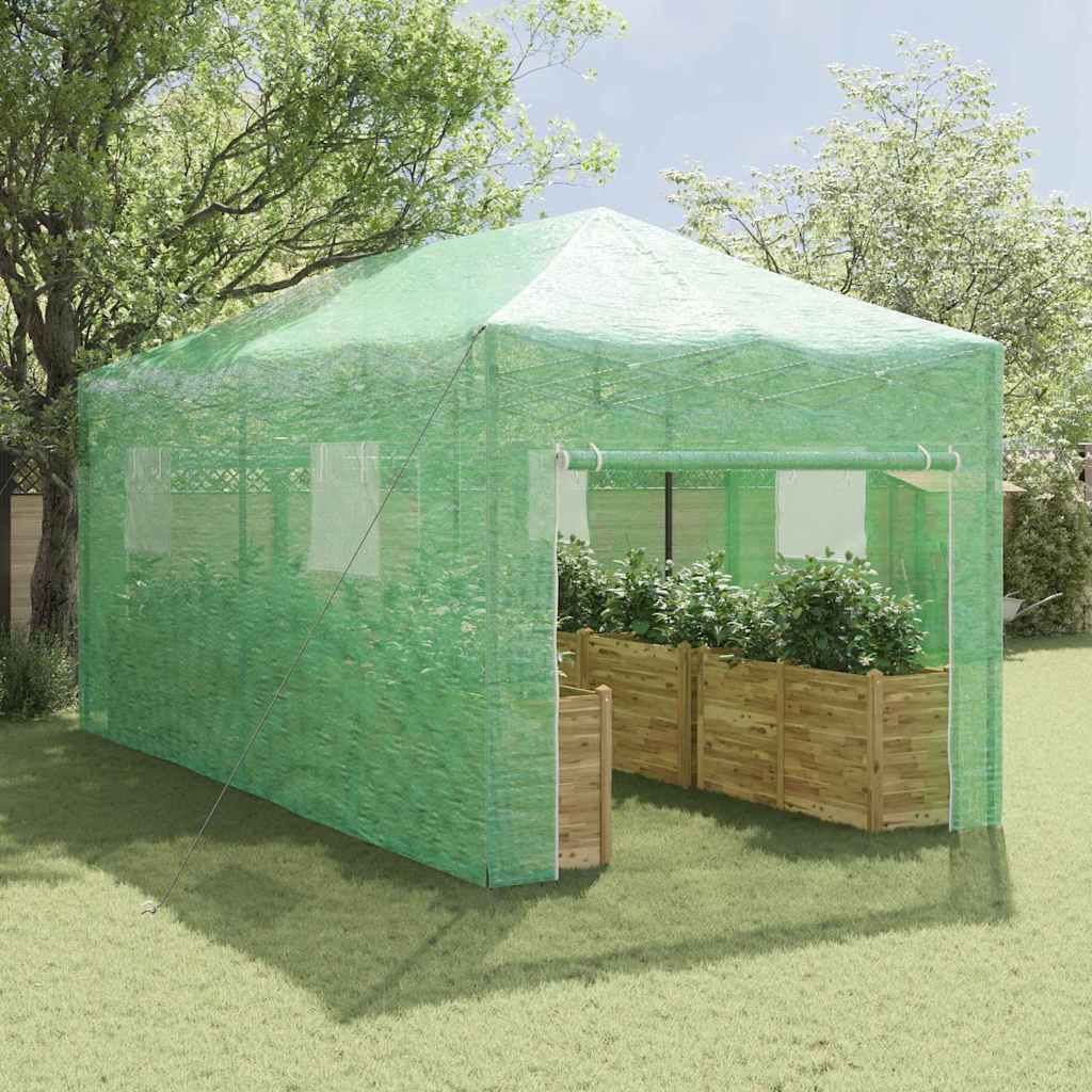 vidaXL Kas met dak Groen 290 x 580 x 315 cm Staal