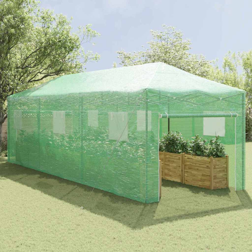 vidaXL Kas met dak Groen 290 x 870 x 315 cm Staal