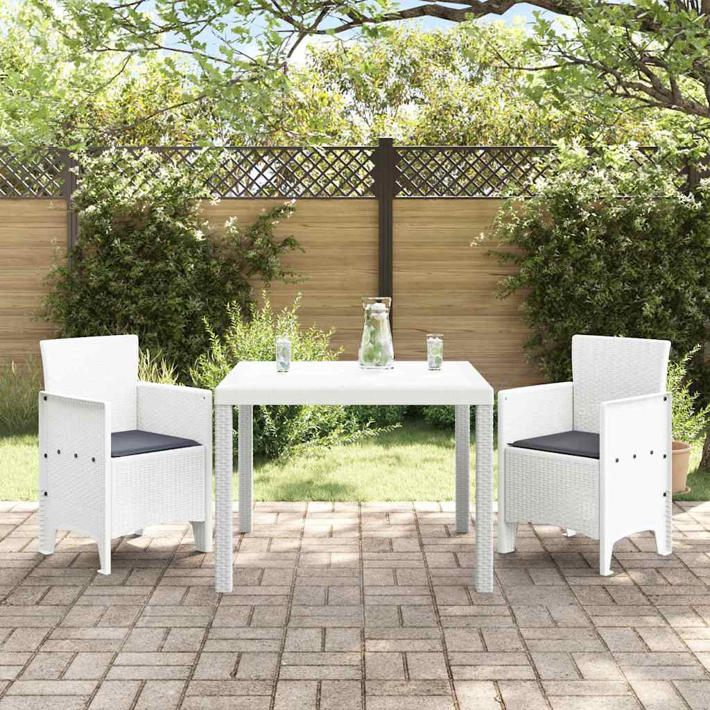 vidaXL Tuin Eetset 3 pcs Wit 100 x 100 x 73 cm Poly rattan