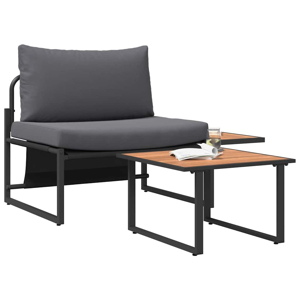 vidaXL 2-delige tuinsofa set, enkele zitting met antracieten kussens