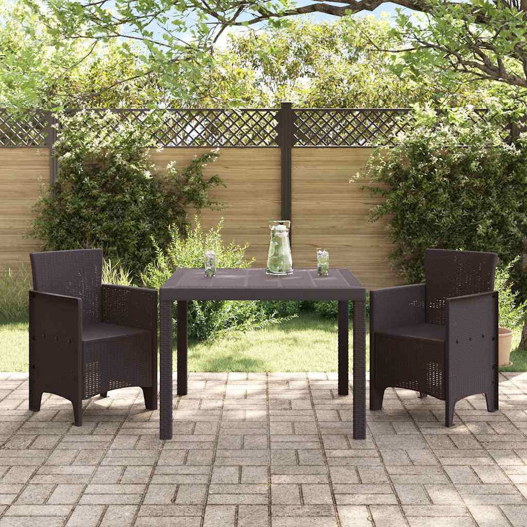 vidaXL Tuin Eetset 3 pcs Bruin 100 x 100 x 73 cm Polypropyleenhars