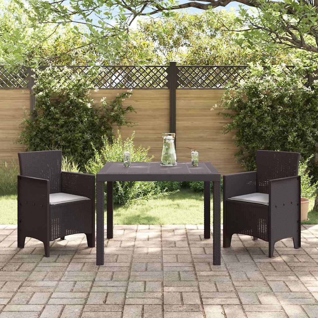 vidaXL Tuin Eetset 3 pcs Bruin 100 x 100 x 73 cm Kunststofharsh