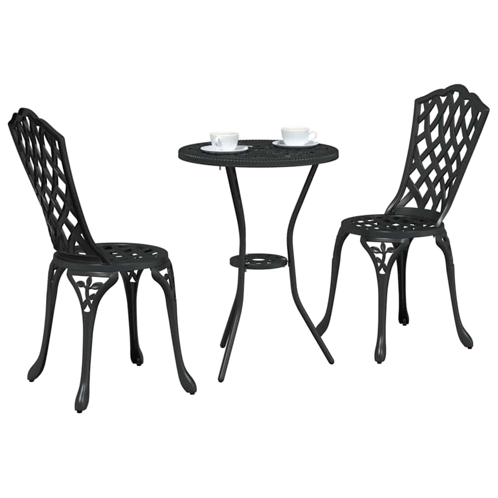 vidaXL 3-delige Bistroset - Zwart Gietaluminium
