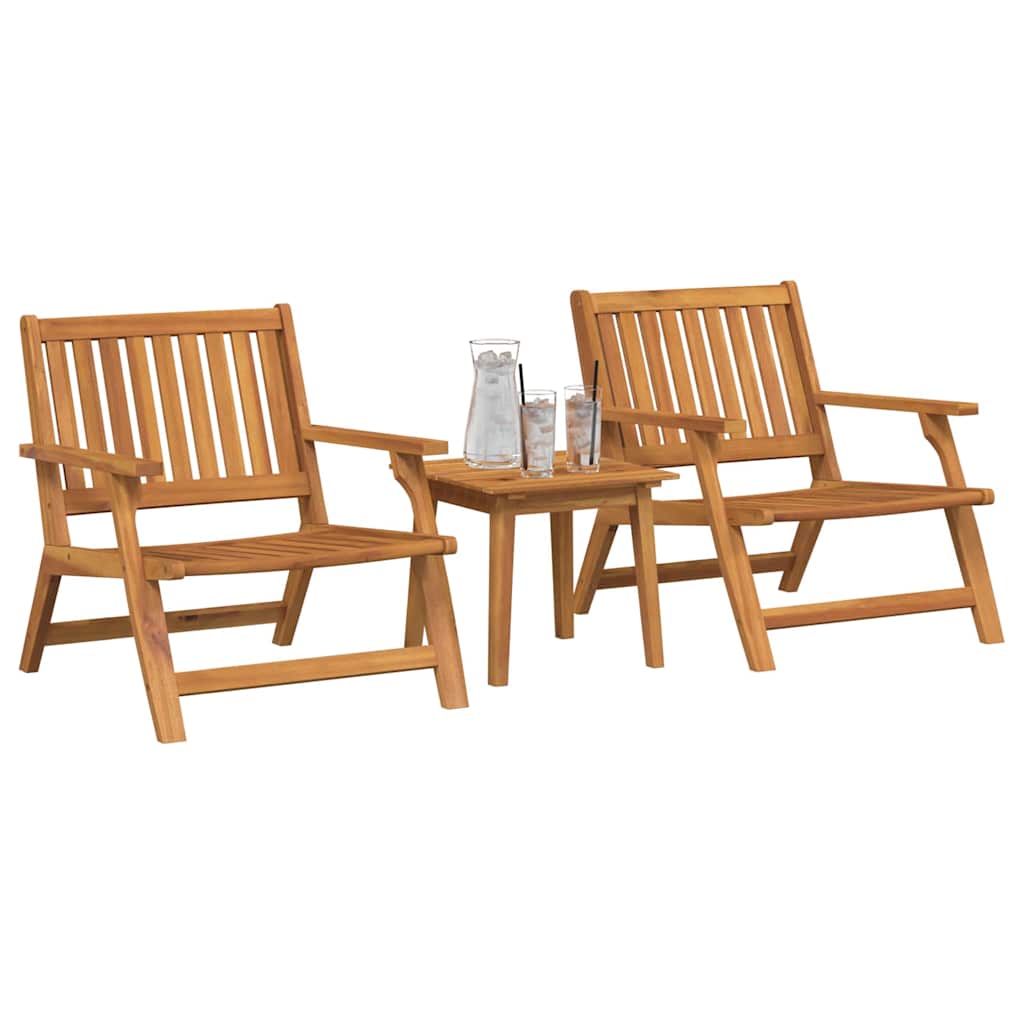 vidaXL Ligbedden met Tafel Set van 3 Stukken van Massief Acaciahout