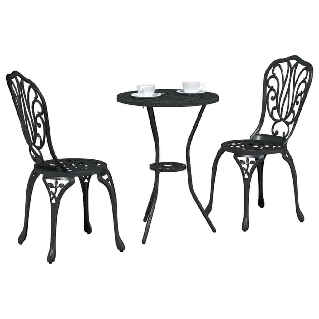 vidaXL 3-delige tuin bistro set van zwart gietaluminium