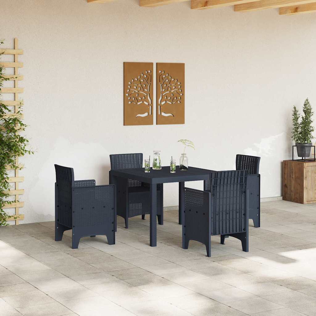 vidaXL Tuin Eetset 5 pcs Antraciet Polypropyleen