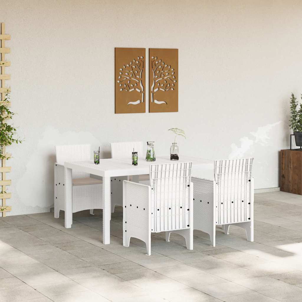 vidaXL Tuindinerset 5 pcs Wit 150 x 100 x 73 cm PE rattan