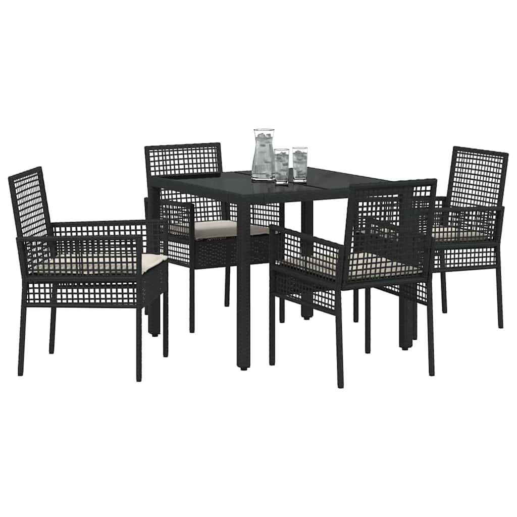vidaXL Tuin Eetset 5 pcs Zwart 90 x 90 x 75 cm Poly rattan