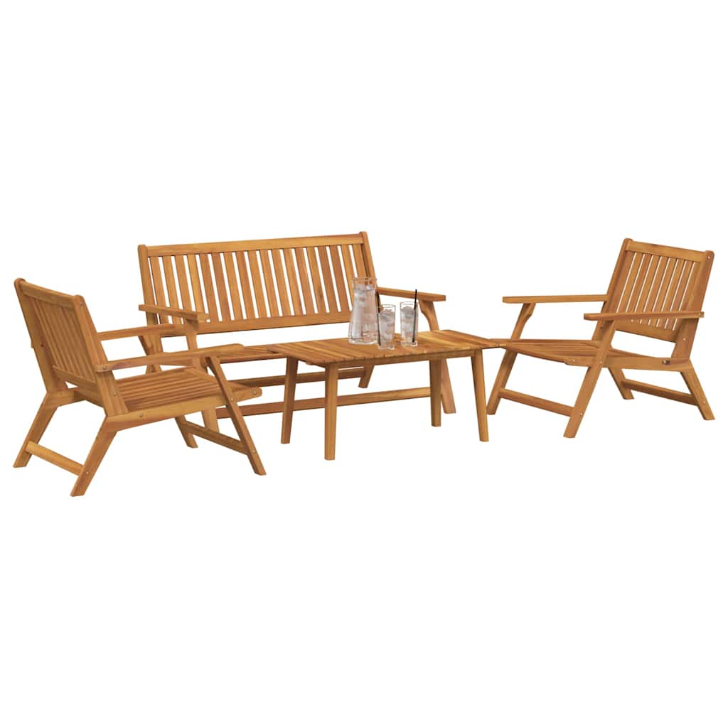 vidaXL Tuinstoelen met Tafel - 4 Stuks van Massief Acaciahout