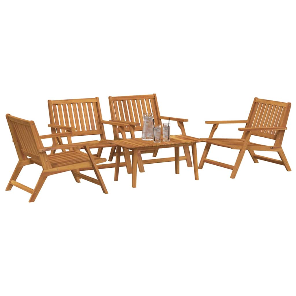 vidaXL Tuinstoelen met Tafel Set van 5 Stukken van Massief Acaciahout