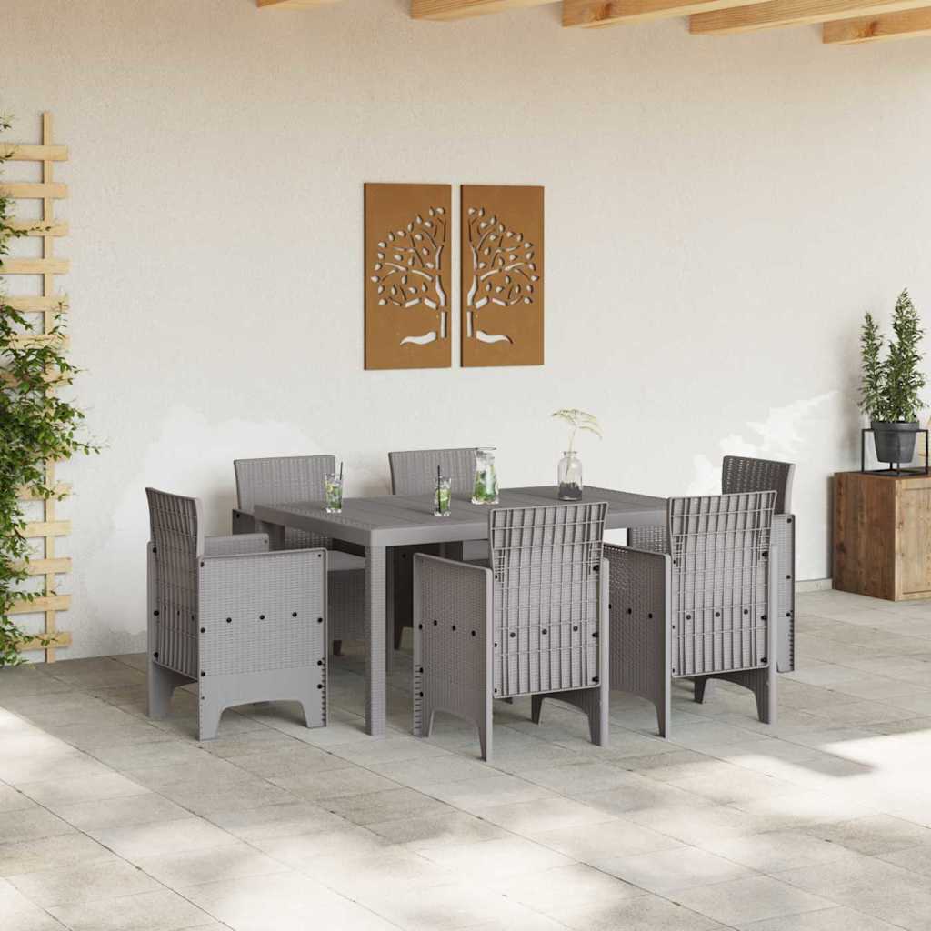 vidaXL Tuindinerset 7 pcs Lichtgrijs Kunststof