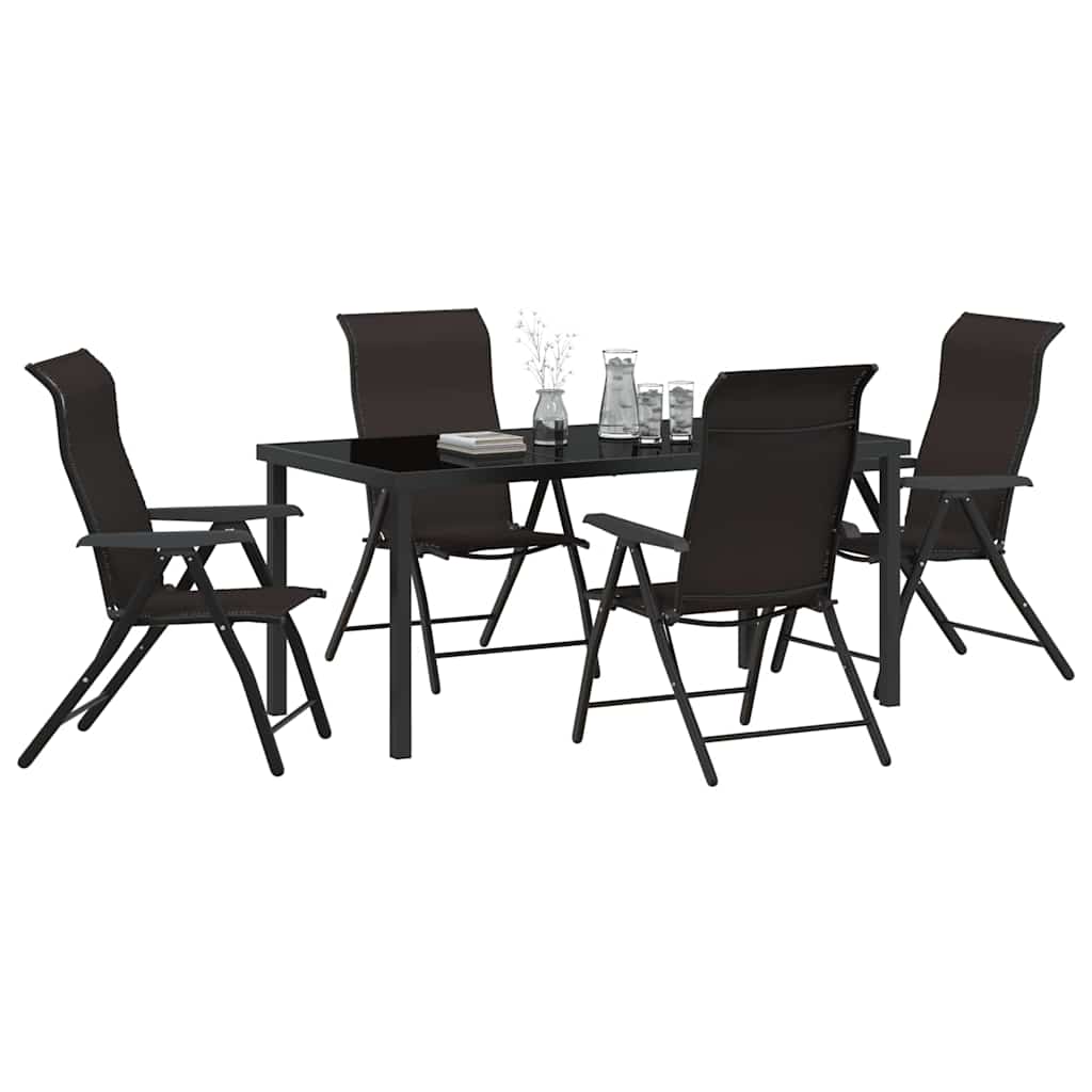 vidaXL 5 Delige Tuin Eetset Zwart Poly Rattan