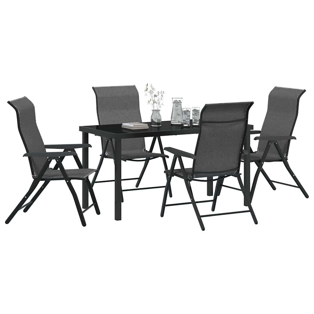 vidaXL 5 Delige Tuin Eetset Grijs Poly Rattan