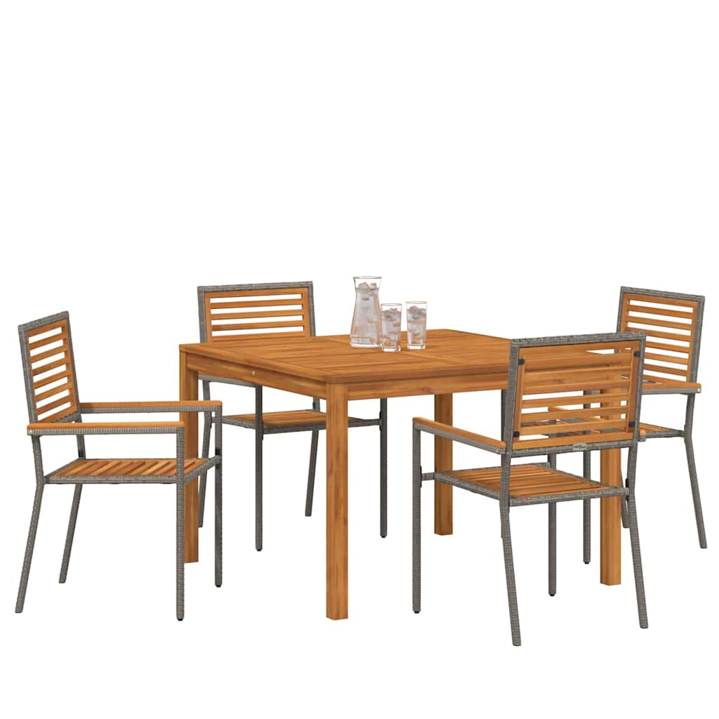 vidaXL Tuin Eetset 5 pcs Grijs 110 x 110 x 75 cm Metaal, Hout