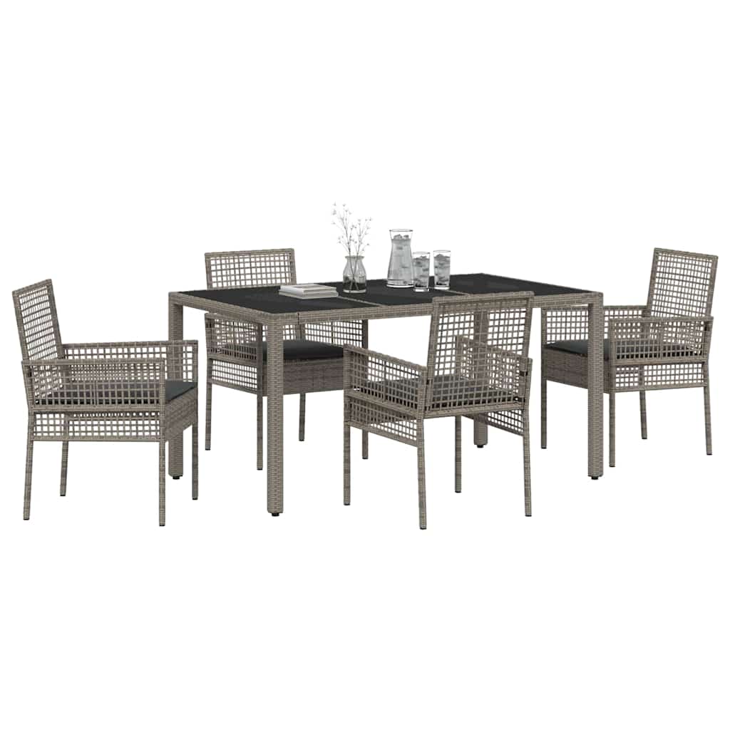 vidaXL Tuin Eetset 5 pcs Grijs 150 x 90 x 75 cm Poly rattan