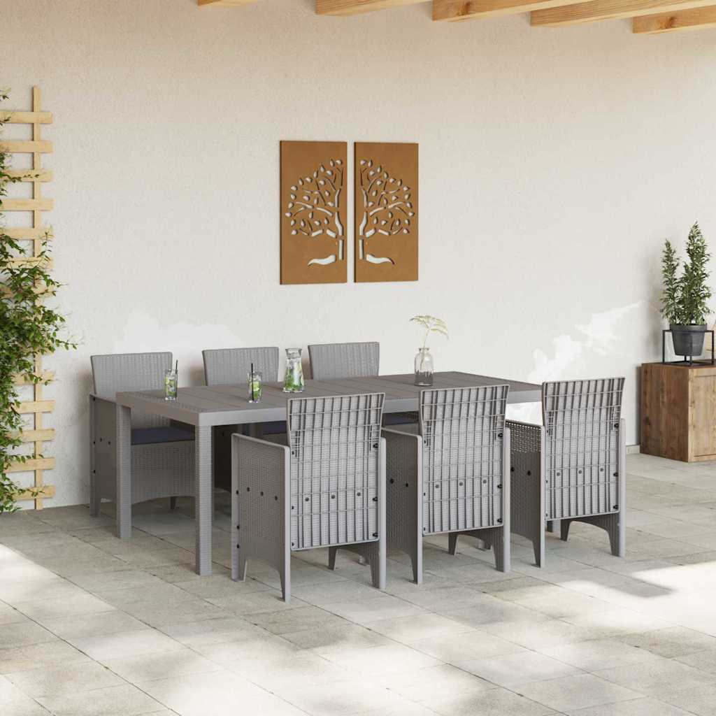 vidaXL Tuin Eetset 7 pcs Lichtgrijs 200 x 100 x 73 cm Kunststof