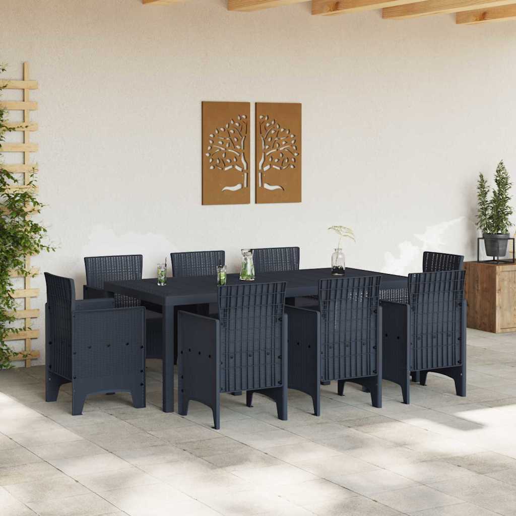 vidaXL Tuin Eetset 9 pcs Antraciet Polypropyleen