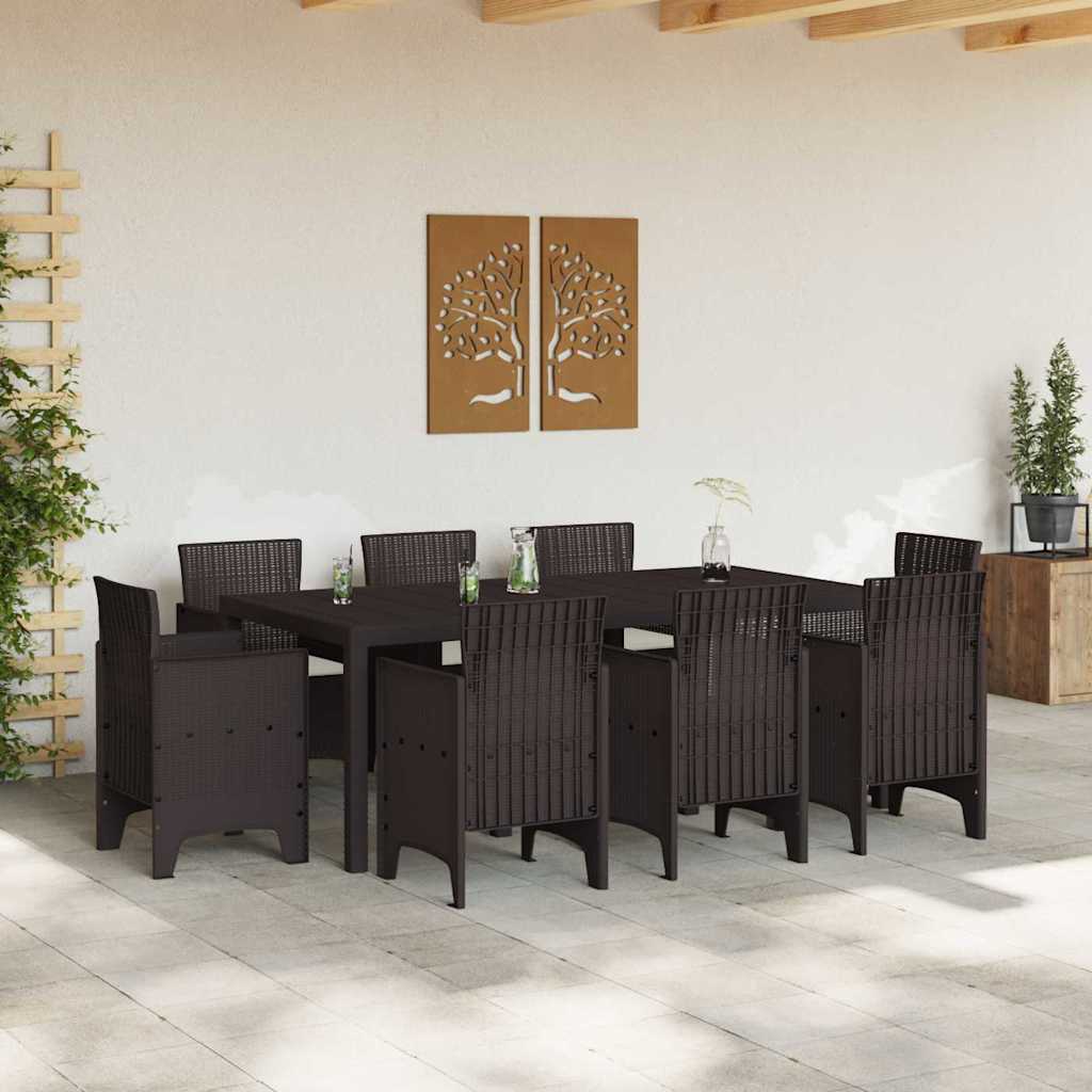 vidaXL Tuin Eetset 9 pcs Bruin Polypropyleen