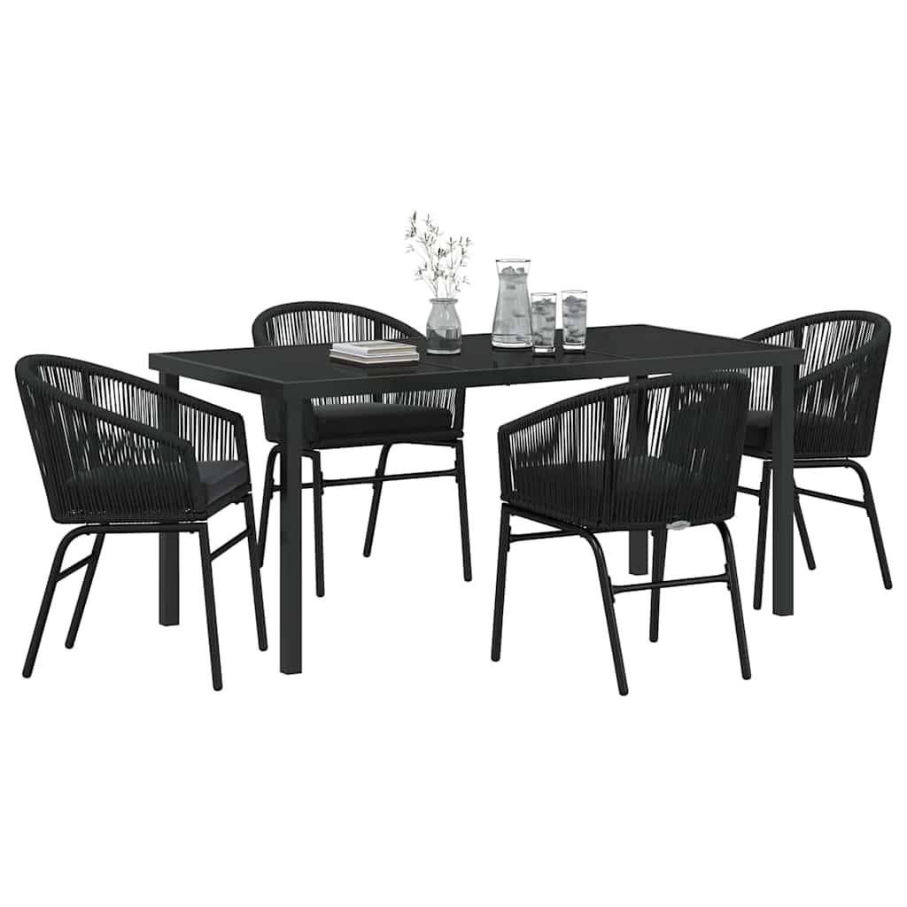 vidaXL 5-delige tuin eetset - Zwart poly rattan