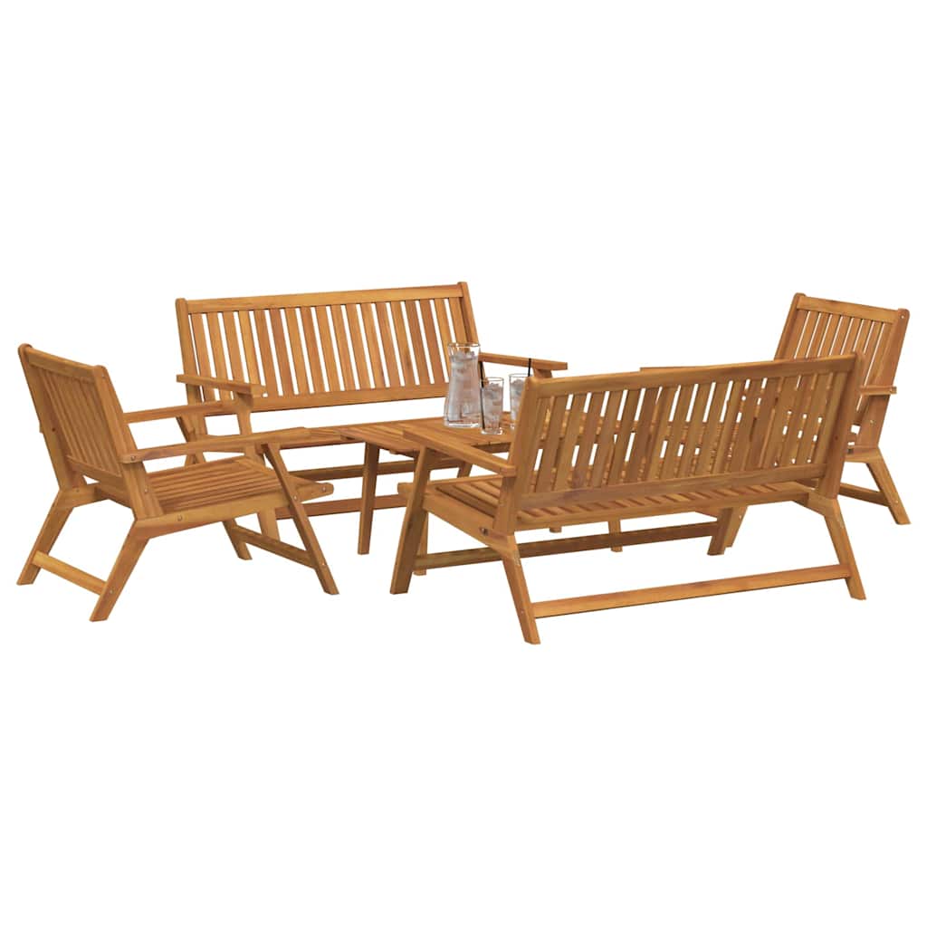 vidaXL Tuinstoelen met Tafel Set van 5 Stuks van Massief Acaciahout
