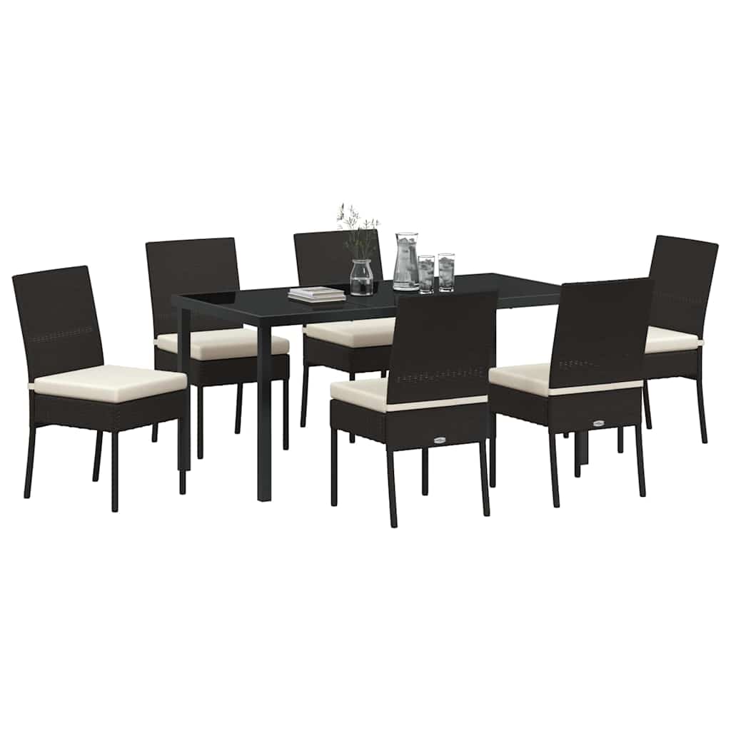 vidaXL 7-delige Tuin Eetset - Zwart Poly Rattan
