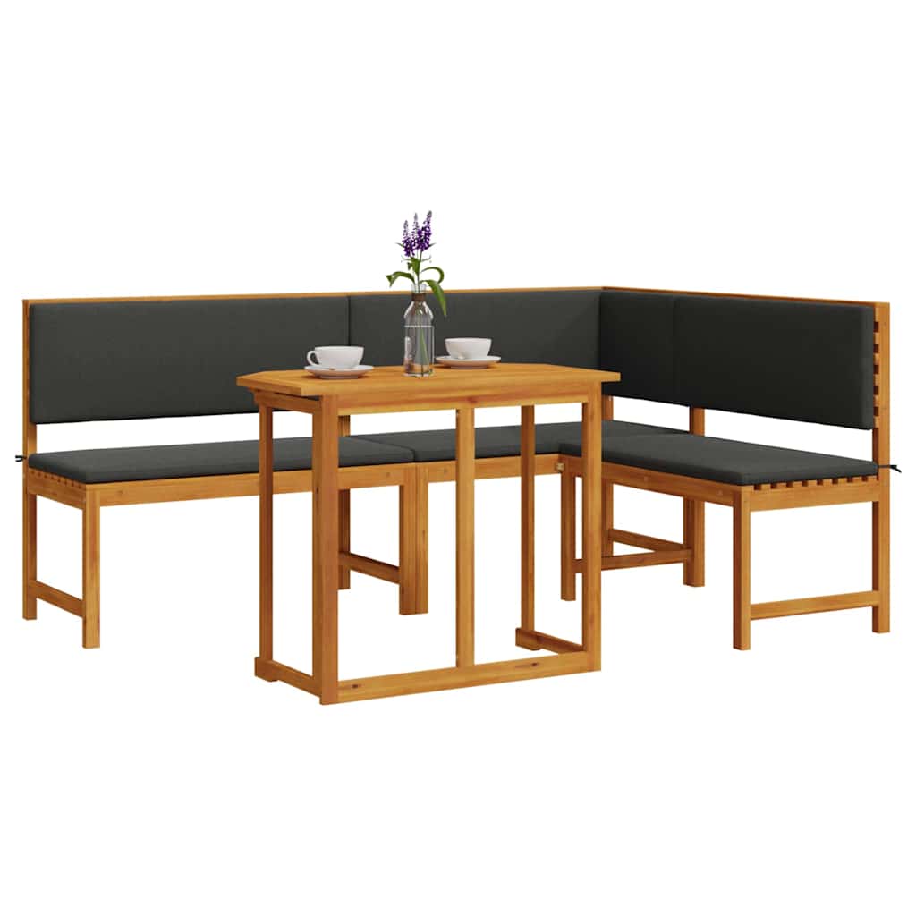 vidaXL 3-delige tuin bistroset met kussens - van stevig acaciahout