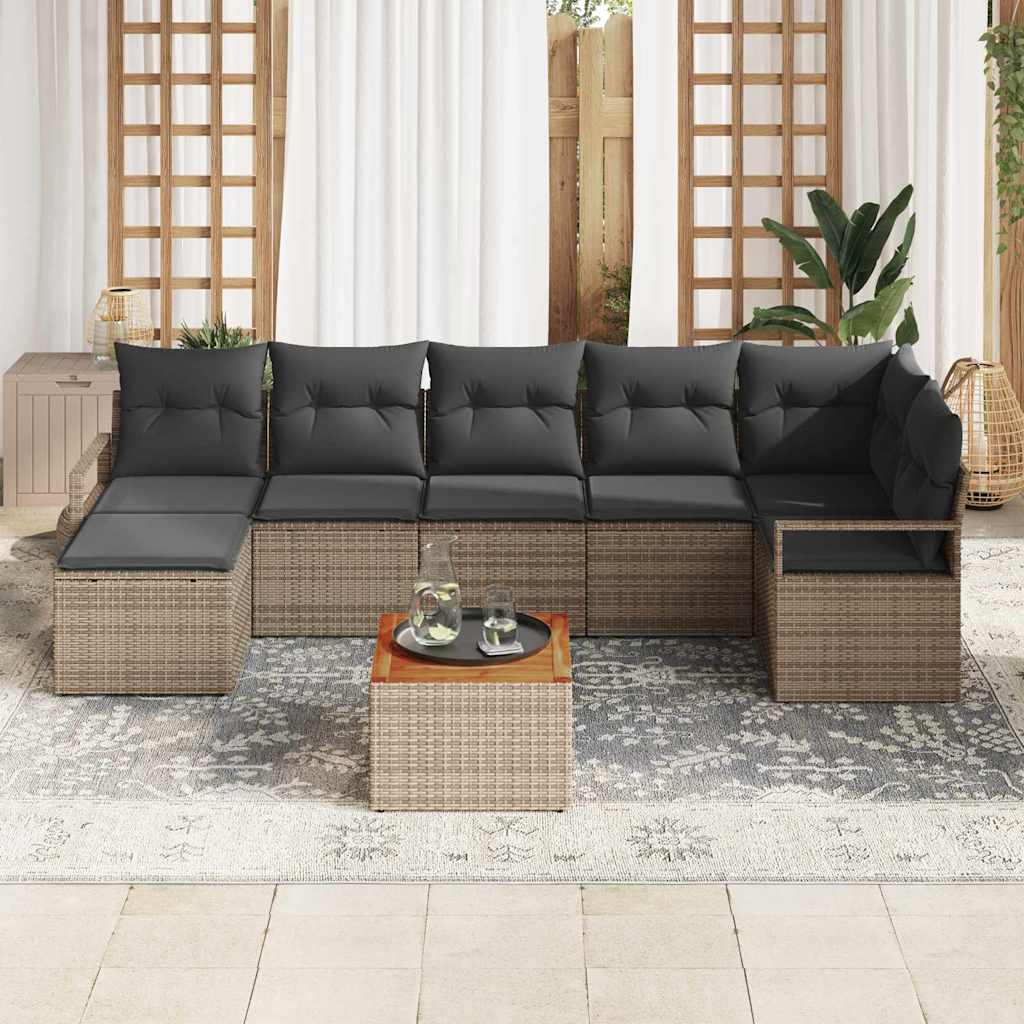 vidaXL 9-delige tuinsofa set met kussens in grijs poly rattan en acacia