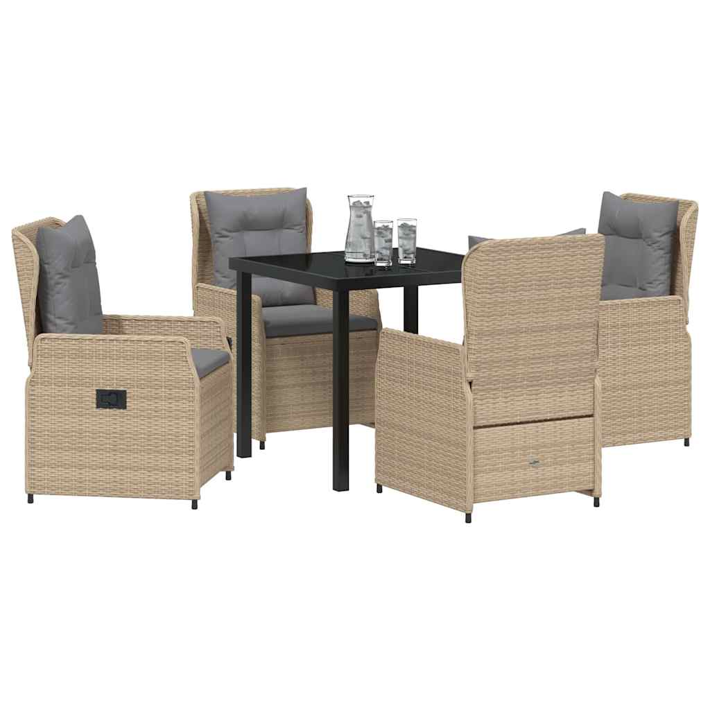 vidaXL 5-delige tuinset Beige poly rattan