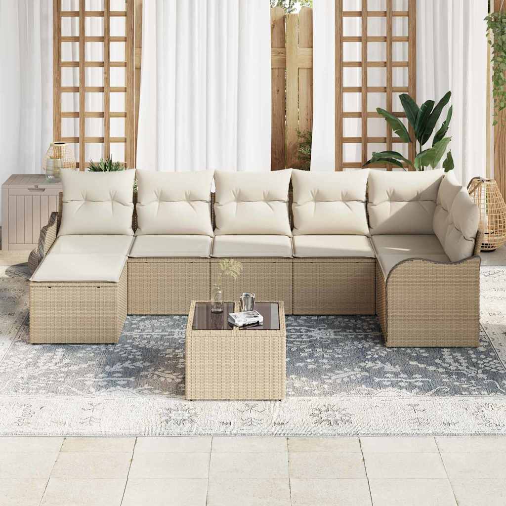 vidaXL 8-delige tuinsofa set met kussens in bruin poly rattan