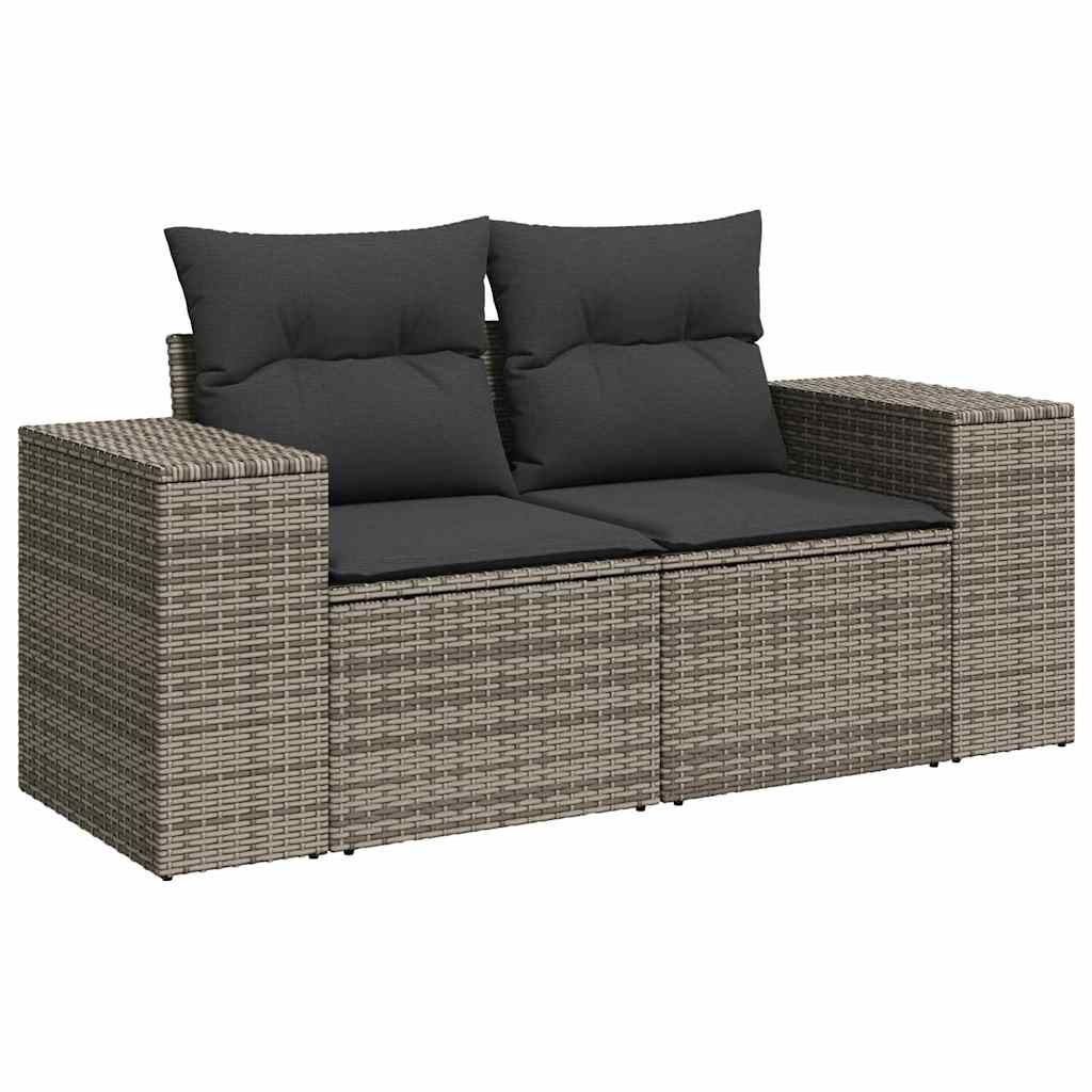 vidaXL 9-delige tuinset met kussens, grijs poly rattan en acacia.