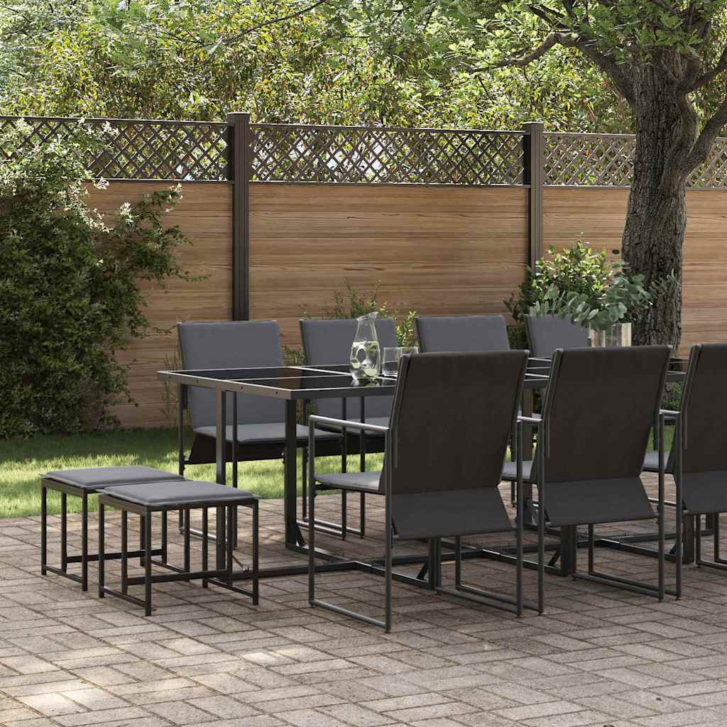 vidaXL 13-delige Tuin Eettafel Set met Kussens - Staal en Textilene